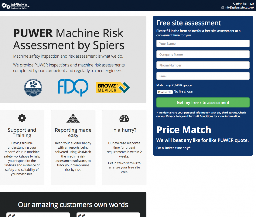 Puwer Assessment Landing Page